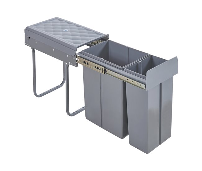 Caixote do lixo extraível Froland capacidade 1 x 20 L + 1 x 10 L Cinza