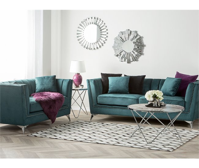 Beliani Conjunto de sofás GAULA Azul/ Verde