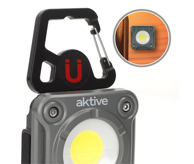 Aktive Refletor LED portátil multiuso 3 posições c/carregador USB Cinza