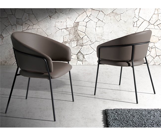 ANGEL CERDA Cadeira de couro ecológico vison escuro Nogal