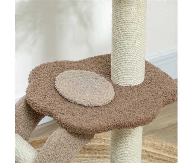Arranhador para Gatos Melamina de Madeira e Juta; PawHut Castanho