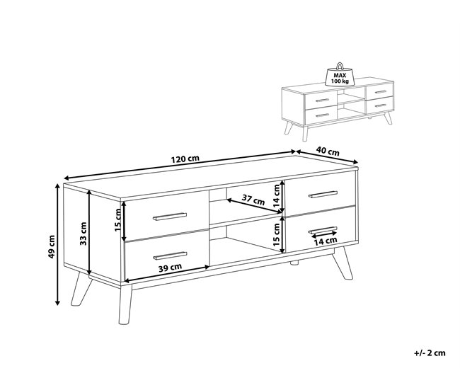 Beliani Mesa de TV FORESTER 120 Castanho
