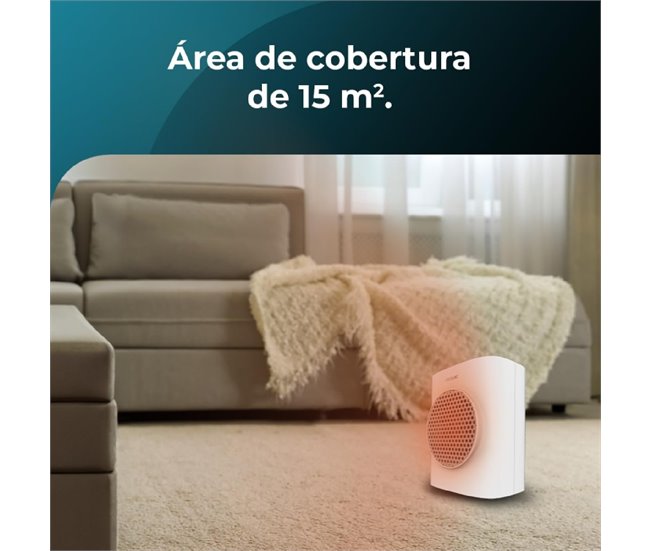 Cecotec Aquecedor cerâmico de mesa com 1500 W, ecrã digital, termóstato ajustável e 3 modos de funcionamento. Branco