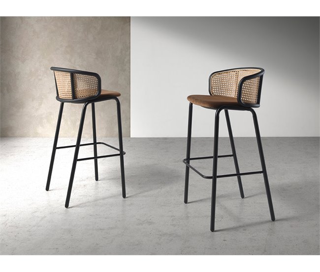 ANGEL CERDA Banco de vime e veludo castanho Castanho