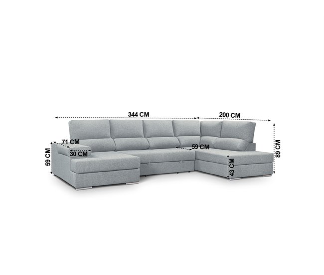 Sofá de canto com cama BARI Azul