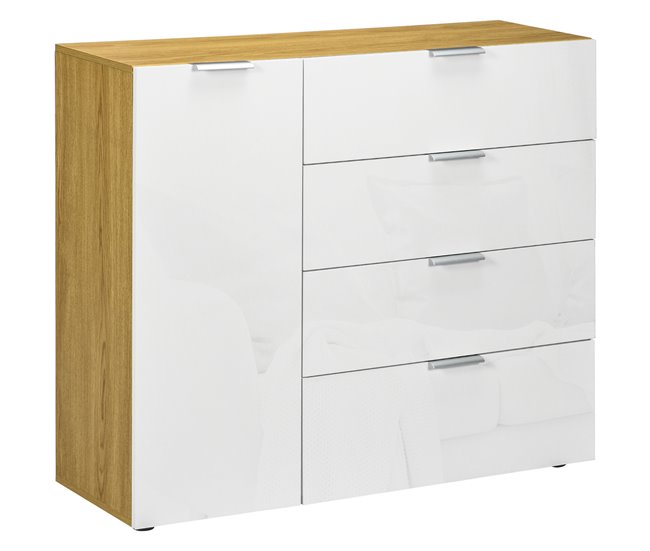 Aparador de Sala de Estar Melamina de Madeira HOMCOM Branco