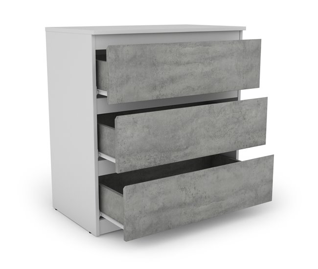 Cómoda 3 gavetas ELEGANZA Branco/cinza