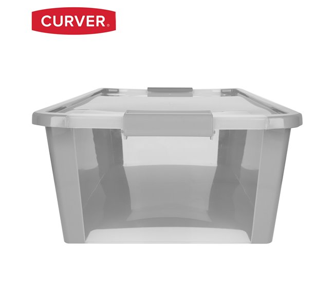 Curver Caixa de arrumação com tampa Bi-Box 26L Cinza