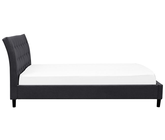 Beliani Cama com estrado Poliéster SAVERNE 197x228 Cinza Claro