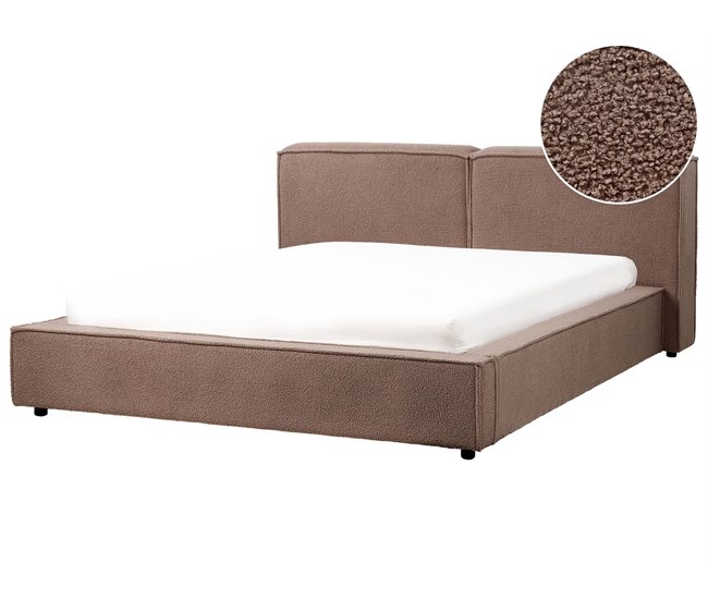 Beliani Cama com estrado Bouclé LINARDS 210x242 Branco