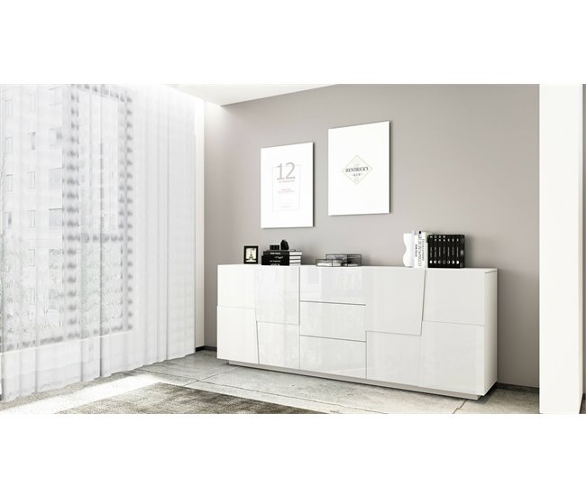 Aparador com efeito madeira 220 Branco