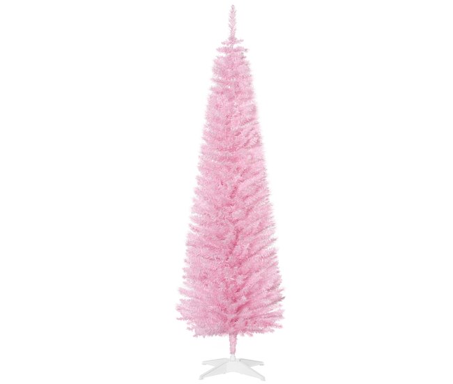 Árvore de Natal PVC, metal e plástico HOMCOM, casa - natal Rosa