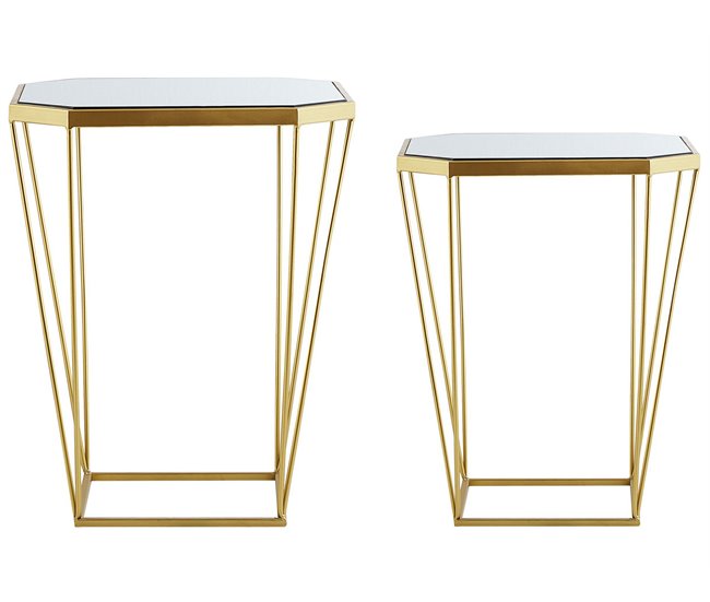 Beliani Conjunto de 2 mesas auxiliares SIERRA 45x26 Dourado