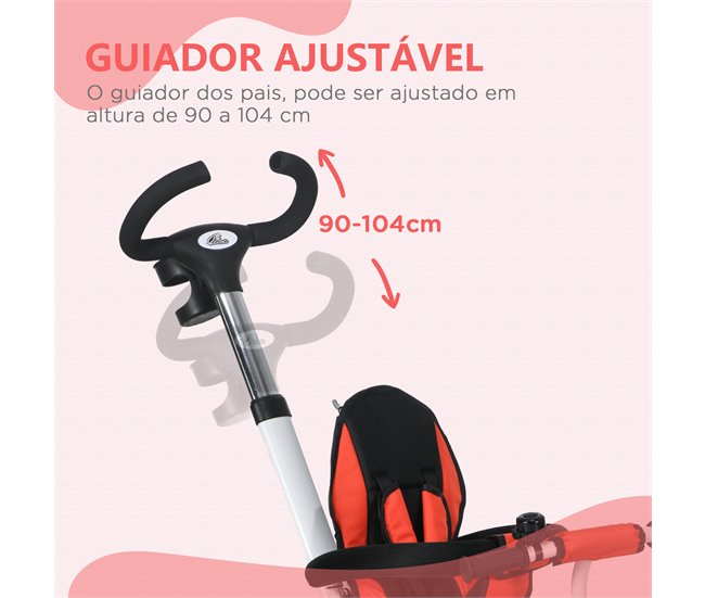 Triciclo Evolutivo Aço, Plástico e Poliéster HOMCOM Vermelho