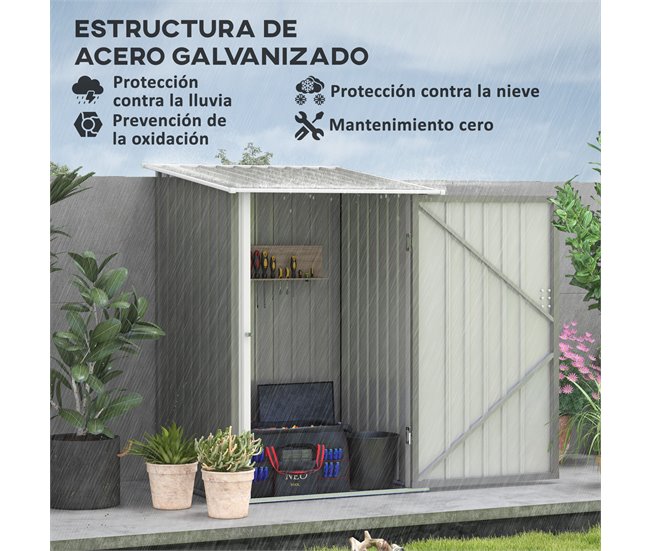Abrigo de Armazenamento Aço Galvanizado Outsunny Cinza