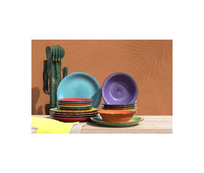 Peças de loiça COLORS 18 peças Multicor