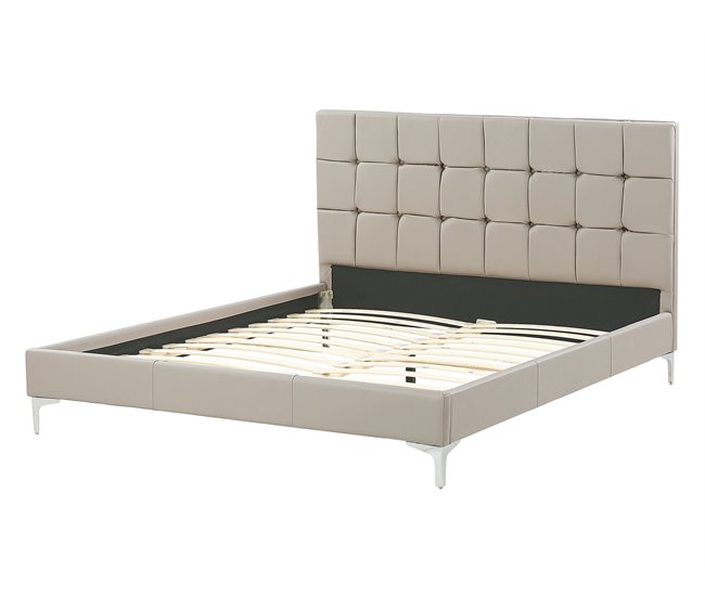 Beliani Cama com estrado Veludo AMBERT 148x212 Cinza
