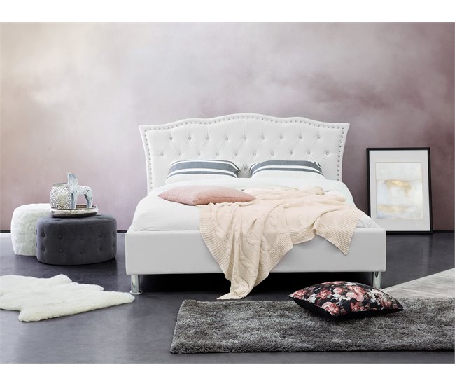 Beliani Cama com estrado Pele sintética METZ 215x189 Branco