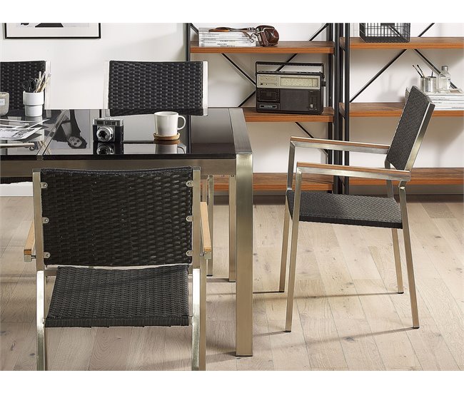 Beliani Conjunto de comedor GROSSETO Cinza