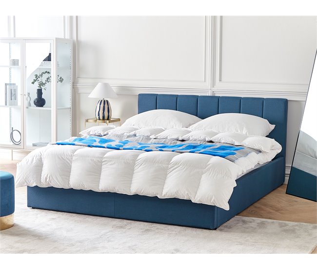 Beliani Cama com estrado Poliéster DREUX 171x214 Azul