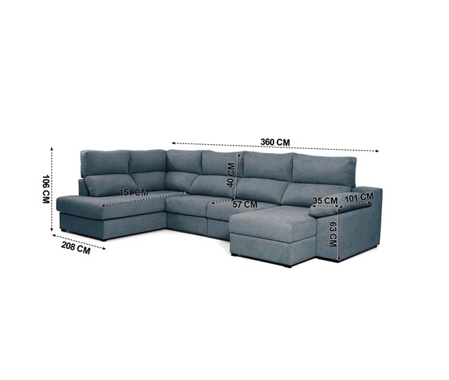 Sofá de canto com cama DEXTER Antracite