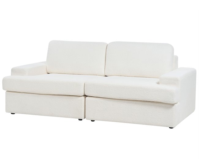 Beliani Sofá de 3 lugares Bouclé ALLA Branco/ Bege