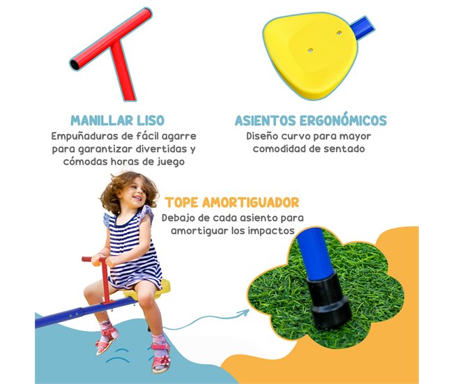 Conjunto de Baloiços para Crianças Metal, PE e PP Outsunny Multicor