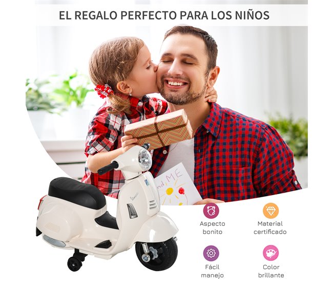 Mota Elétrica Crianças PP e Metal HOMCOM Branco