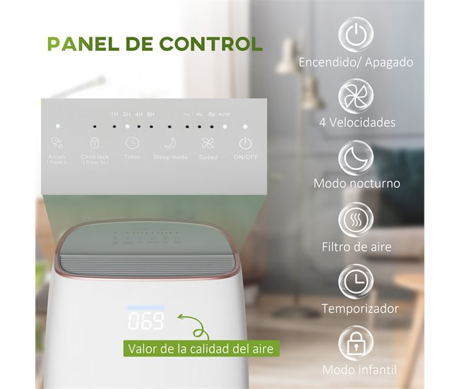 Purificador de Ar HOMCOM 823-032V90WT Branco