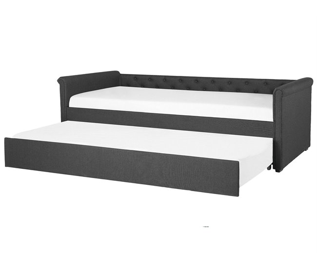 Beliani Cama com estrado Poliéster LIBOURNE 92x220 Azul Marino