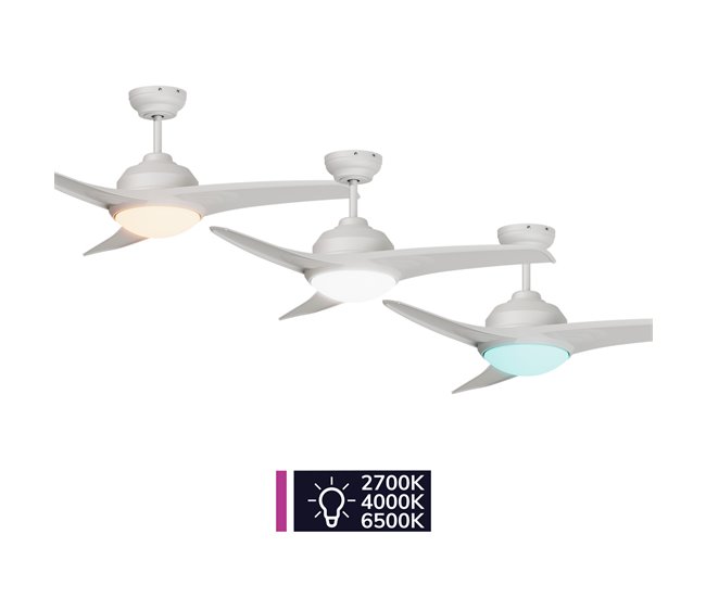 Ventoinha de teto GLADES com pás LED motor DC Branco