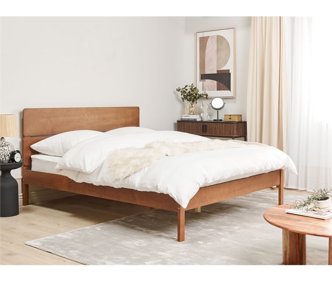 Beliani Cama com estrado Madeira de seringueira BOISSET 165x205 Madeira