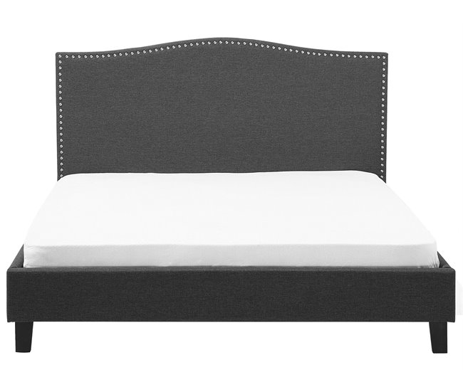 Beliani Cama com estrado Poliéster MONTPELLIER 191x214 Cinza Escuro