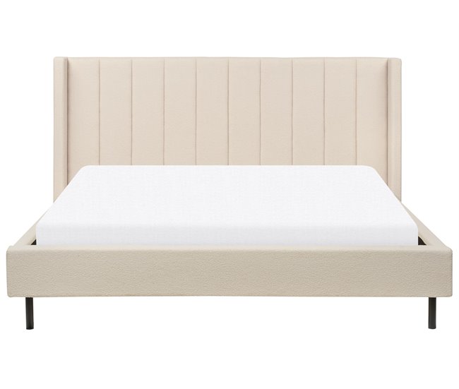 Beliani Cama com estrado Bouclé VILLETTE 205x222 Bege