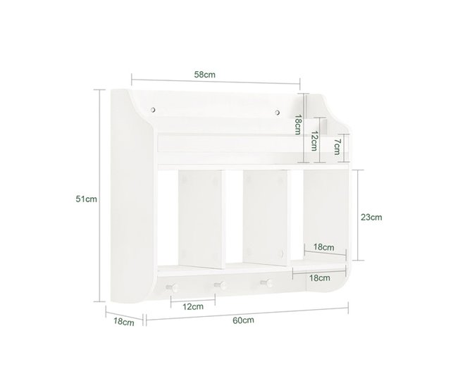 Estante de parede de 2 níveis para crianças KMB46-W SoBuy Branco