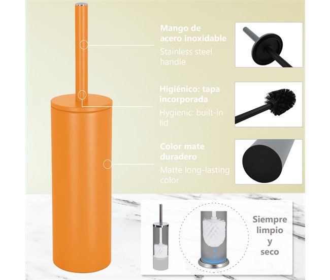 Spirella Bathroom Broom com suporte Laranja