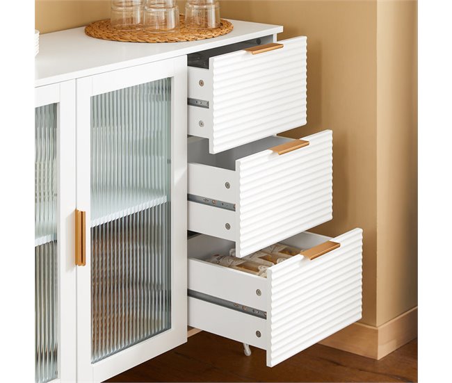 Aparador de cozinha com vitrine de vidro FSB86-W SoBuy Branco