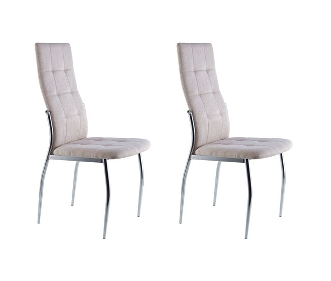 Pacote com 2 cadeiras de jantar estofadas modernas com pernas de metal Bege