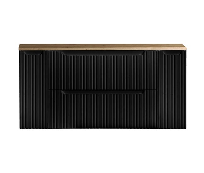 Móvel de casa de banho para lavatório Newport 120 Preto/ Madeira