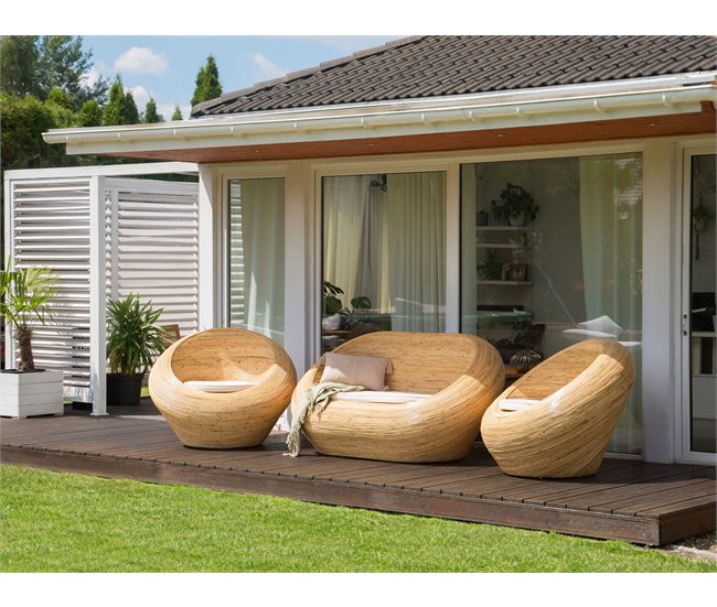 Beliani Conjunto lounge Rattan/vime MAIORI Natural
