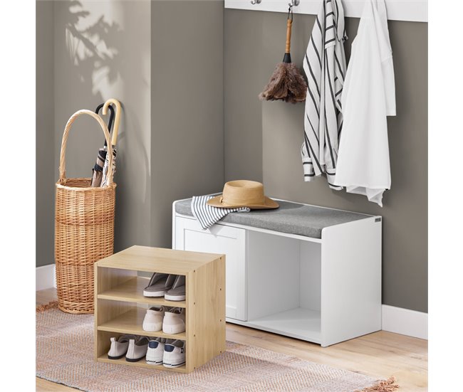 Banco de sapatos com 1 porta SoBuy FSR109-WN 80 Branco