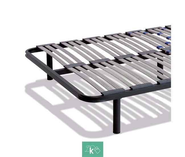 Base de cama com várias ripas em tubo de aço - apoio lombar com pernas 