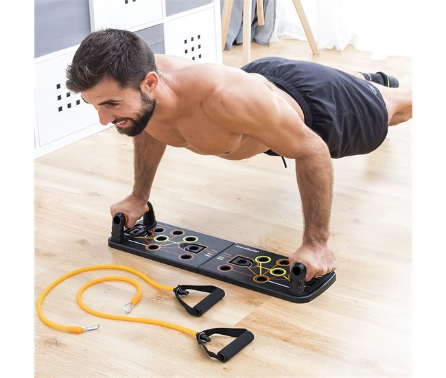 Prancha de flexões push-up com fitas de resistência de guia de exercícios Preto