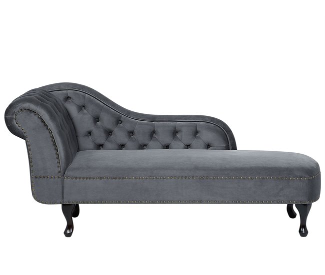 Beliani Chaise longue versão à esquerda Veludo NIMES Azul/ Verde