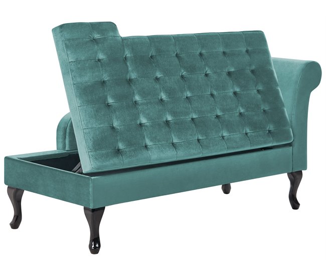 Beliani Chaise longue à direita Veludo PESSAC Azul/ Verde