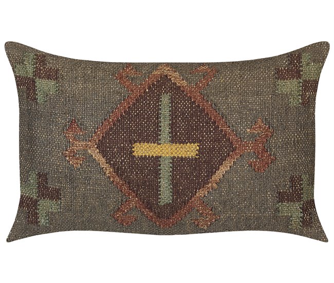 Beliani Almofada decorativa KATORA 30x50 Verde Escuro