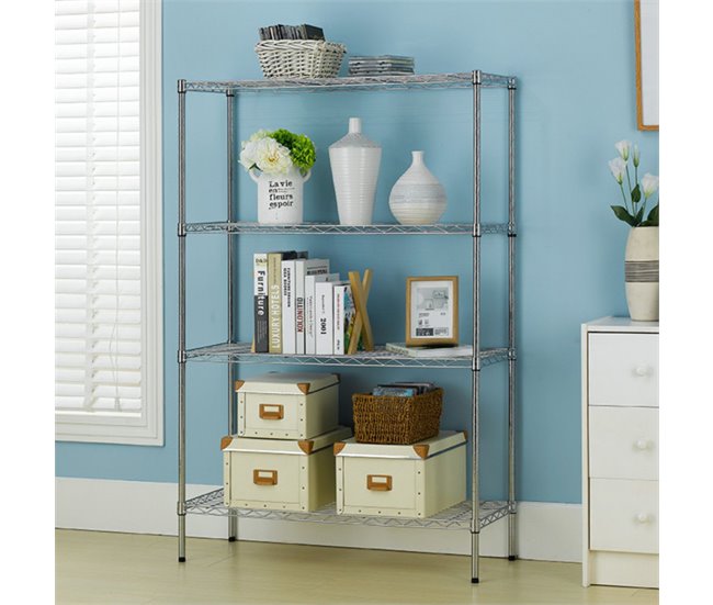 Estante metálica com 4 prateleiras ajustáveis ​​Thinia Home Prata