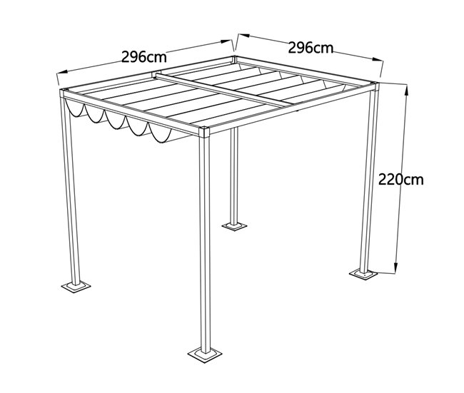 Pérgola DUNIA 220x300x300cm cor cinzento escuro Cinza Escuro