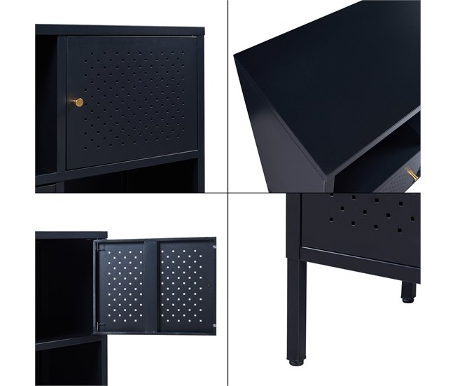 Aparador de aço Janakkala com 2 portas Preto