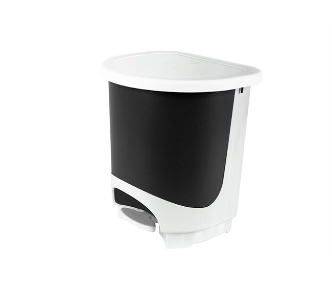 Caixote do lixo com pedal JUYPAL 30 litros Branco/ Preto